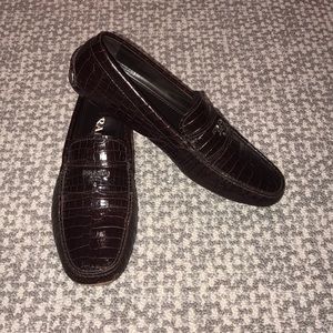 Brown Crocodile Prada Loafers